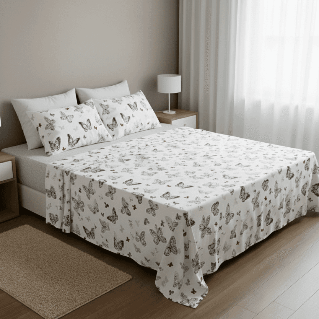 Detalhe de tecido percal 100% algodão com acabamento artesanal